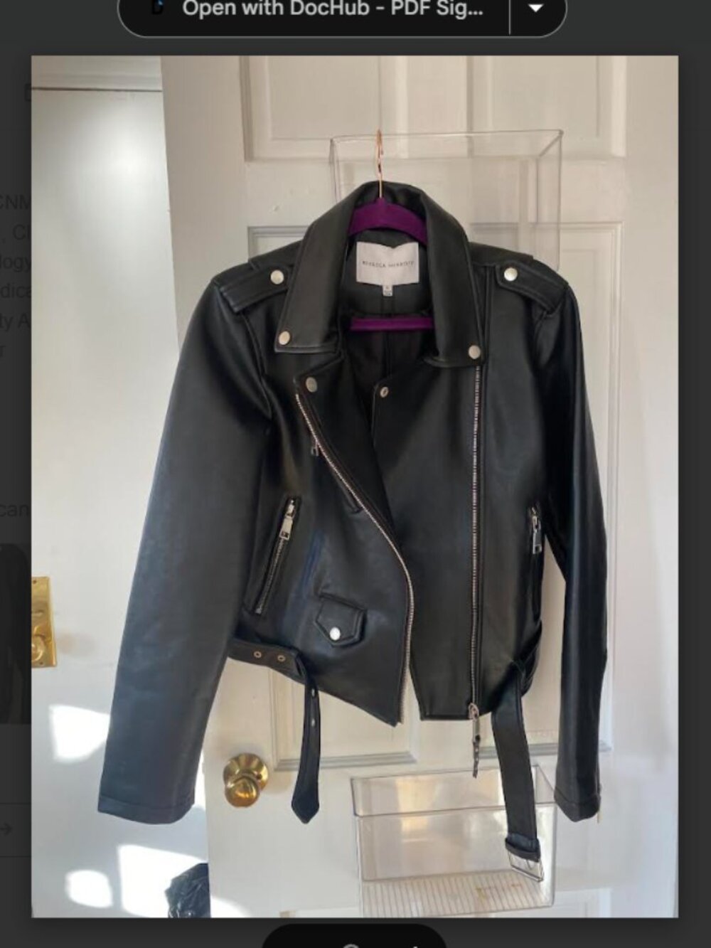 NWT Rebecca Minkoff Faux Leather Jacket sz M